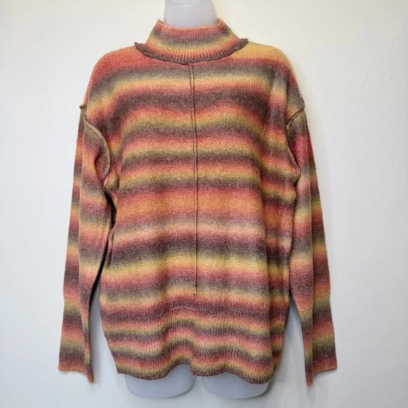 beachlunchlounge Sedona Spacedye Striped Mockneck Relaxed Pullover Knit Sweater - Picture 5 of 15